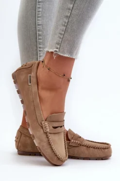 Best Mokasyny Damskie Z Eko Skóry Brązowe Celoria Damskie Loafersy Damskie|Mokasyny Damskie Skórzane