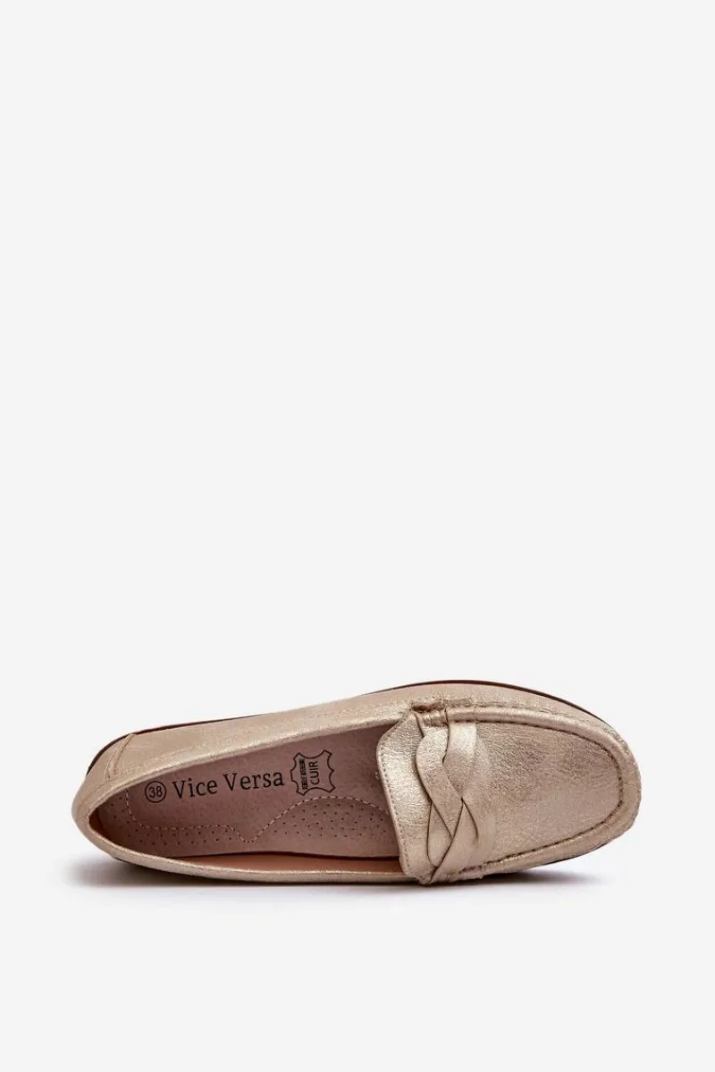 Outlet Evento Mokasyny Damskie Z Eko Skóry Złote Nestalia Złoty