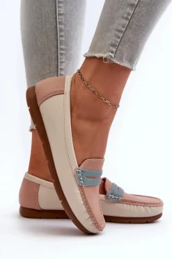 Outlet Evento Mokasyny Damskie Z Eko Skóry Różowe Vikitara