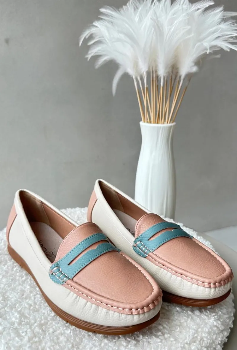 Outlet Evento Mokasyny Damskie Z Eko Skóry Różowe Vikitara