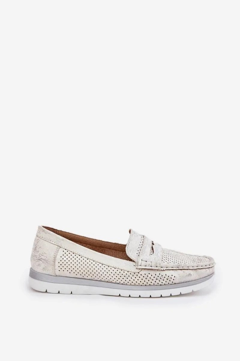Loafersy Damskie|Mokasyny Damskie Skórzane>Evento Mokasyny Damskie Z Eko Skóry Srebrne Bralithia Srebrny