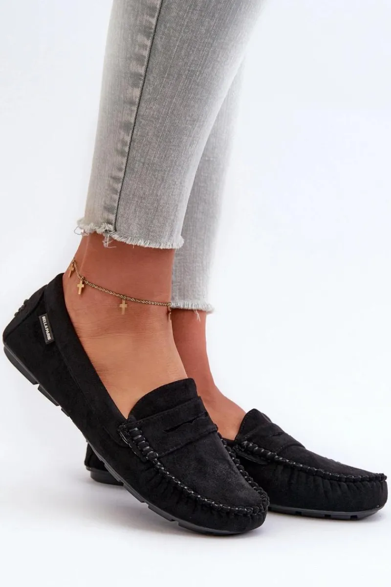 Hot Mokasyny Damskie Z Eko Zamszu Czarne Rerceria Damskie Loafersy Damskie|Mokasyny Damskie Skórzane