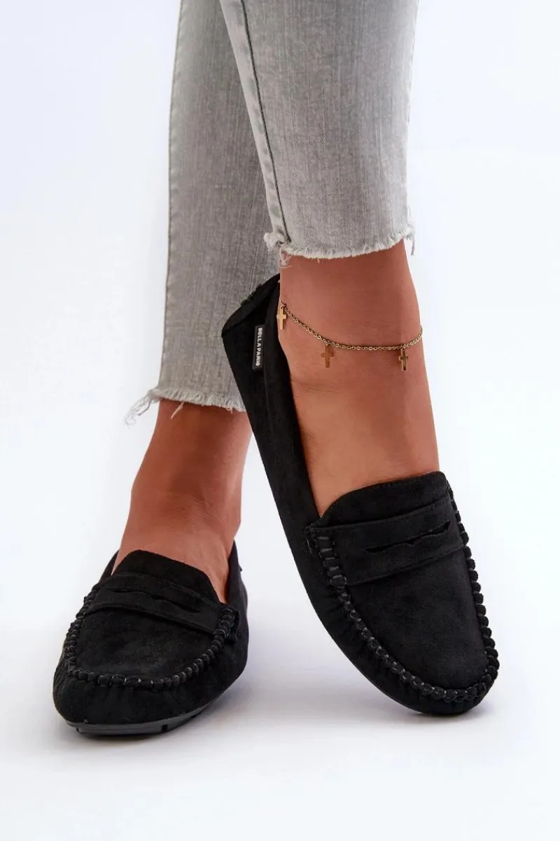 Hot Mokasyny Damskie Z Eko Zamszu Czarne Rerceria Damskie Loafersy Damskie|Mokasyny Damskie Skórzane