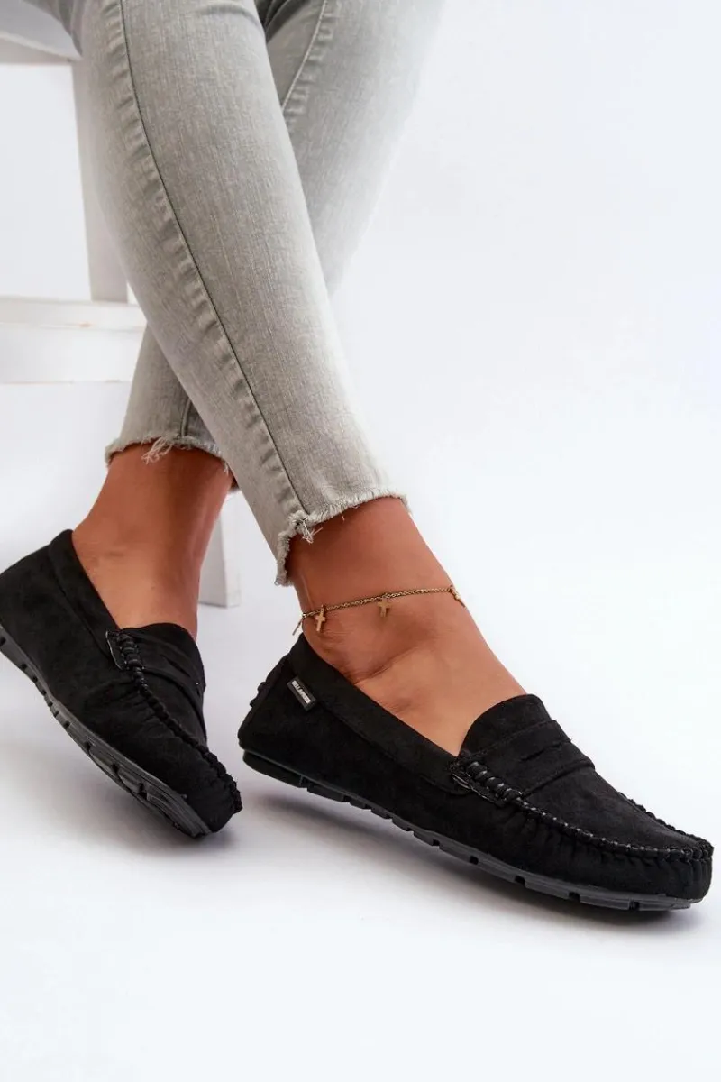 Hot Mokasyny Damskie Z Eko Zamszu Czarne Rerceria Damskie Loafersy Damskie|Mokasyny Damskie Skórzane