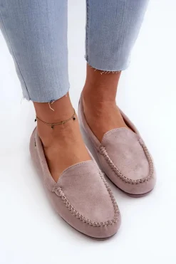 Outlet Boto Mokasyny Damskie Z Eko Zamszu Fioletowe Amrutia Fioletowy