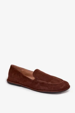 Hot Boto Mokasyny Damskie Z Eko Zamszu Płaskie Brązowe Miryelle Brązowy