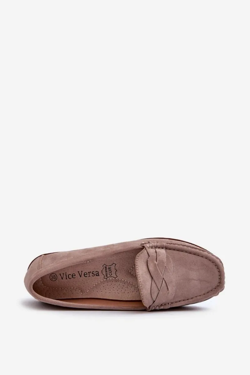 Loafersy Damskie|Mokasyny Damskie Skórzane>Evento Mokasyny Damskie Z Eko Zamszu Ciemnobeżowe Nestalia Beżowy