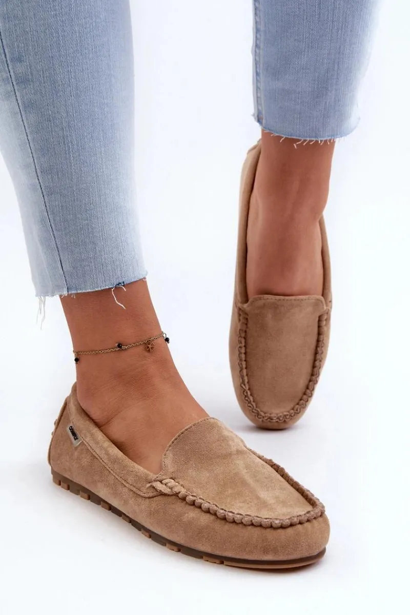 Mokasyny Damskie Z Eko Zamszu Brązowe Amrutia Damskie Loafersy Damskie|Mokasyny Damskie Zamszowe