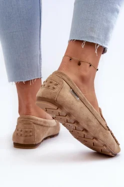 Mokasyny Damskie Z Eko Zamszu Brązowe Amrutia Damskie Loafersy Damskie|Mokasyny Damskie Zamszowe