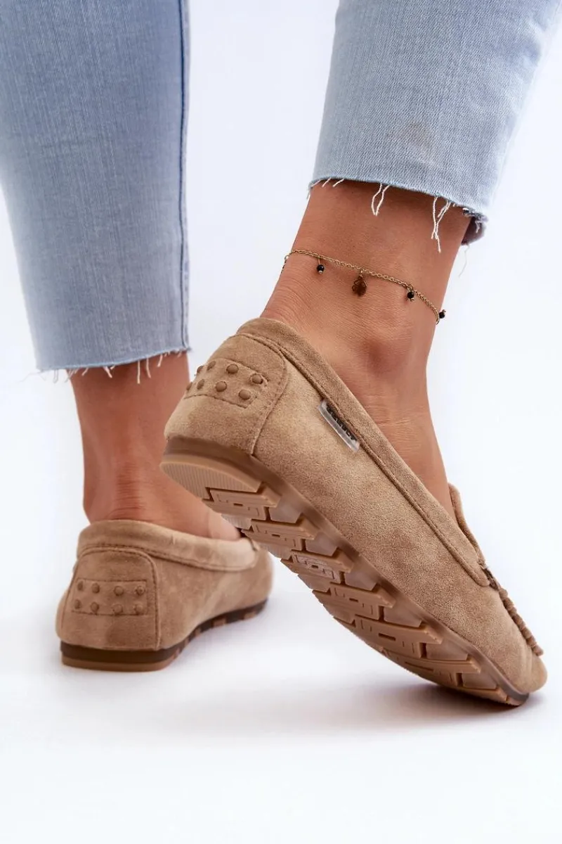 Mokasyny Damskie Z Eko Zamszu Brązowe Amrutia Damskie Loafersy Damskie|Mokasyny Damskie Zamszowe