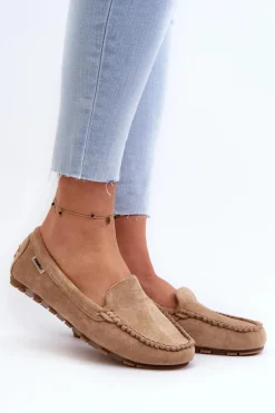 Mokasyny Damskie Z Eko Zamszu Brązowe Amrutia Damskie Loafersy Damskie|Mokasyny Damskie Zamszowe