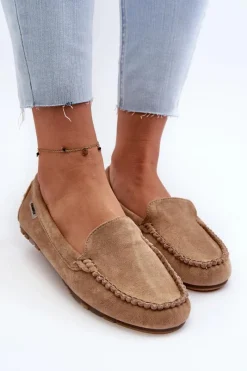Mokasyny Damskie Z Eko Zamszu Brązowe Amrutia Damskie Loafersy Damskie|Mokasyny Damskie Zamszowe