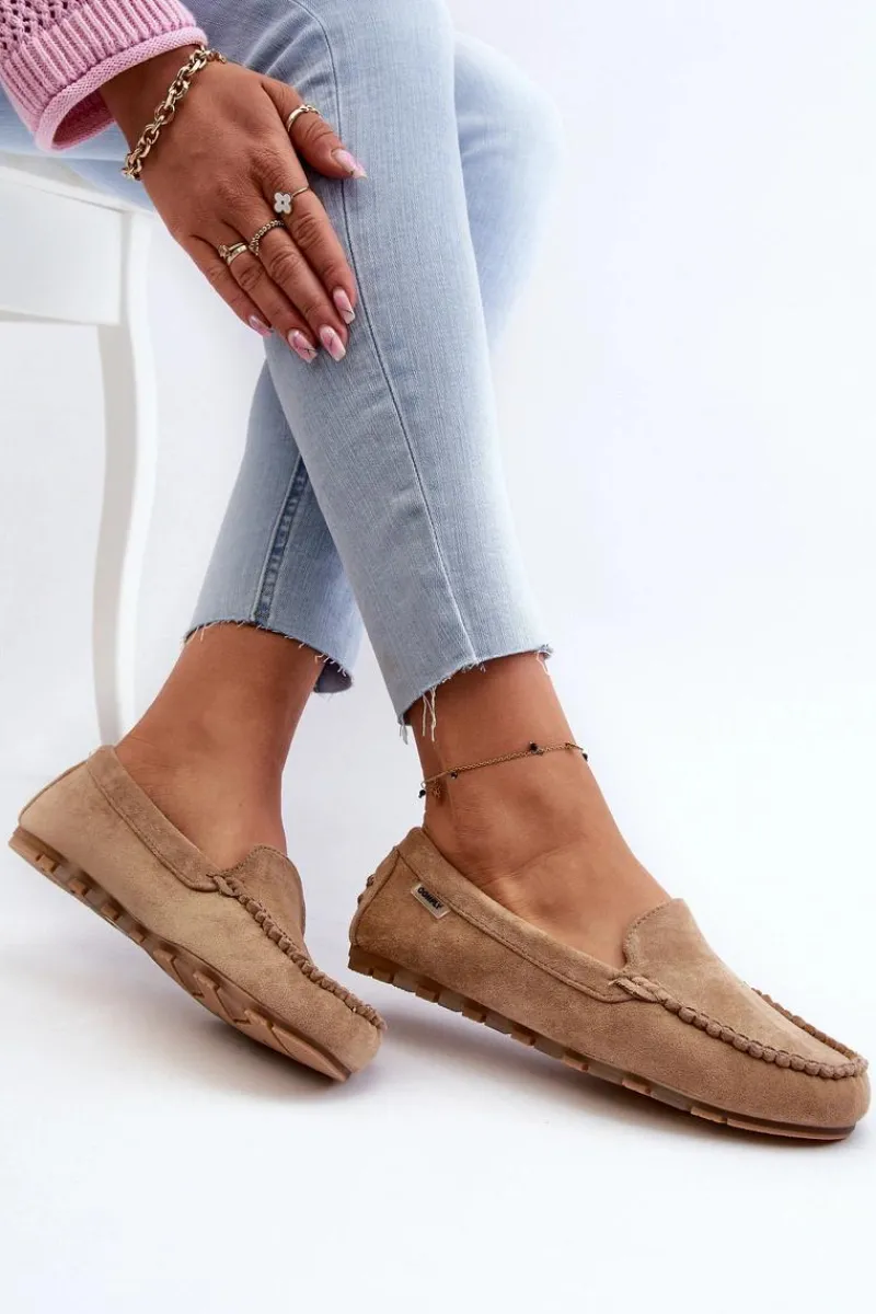 Mokasyny Damskie Z Eko Zamszu Brązowe Amrutia Damskie Loafersy Damskie|Mokasyny Damskie Zamszowe