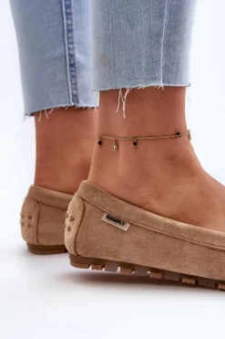 Mokasyny Damskie Z Eko Zamszu Brązowe Amrutia Damskie Loafersy Damskie|Mokasyny Damskie Zamszowe