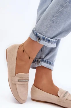 Best Boto Mokasyny Damskie Z Ekozamszu Beżowe Ladite