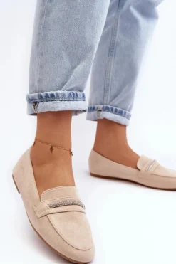 Best Boto Mokasyny Damskie Z Ekozamszu Beżowe Ladite