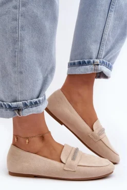 Best Boto Mokasyny Damskie Z Ekozamszu Beżowe Ladite