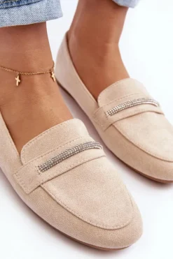 Best Boto Mokasyny Damskie Z Ekozamszu Beżowe Ladite