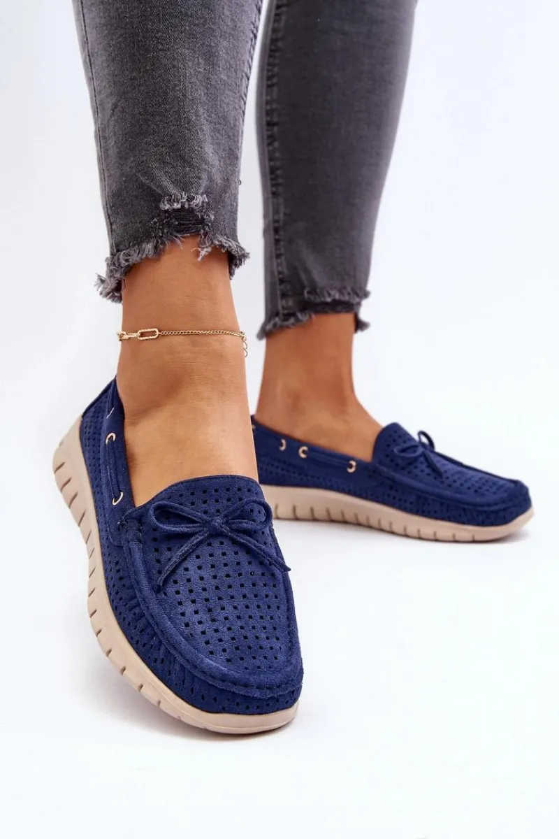 Online Mokasyny Damskie Z Kokardą Granatowe Reece Damskie Loafersy Damskie|Mokasyny Na Platformie