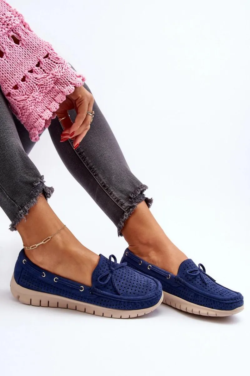 Online Mokasyny Damskie Z Kokardą Granatowe Reece Damskie Loafersy Damskie|Mokasyny Na Platformie