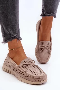 Loafersy Damskie|Mokasyny Na Platformie>Buty damskie Vinceza Mokasyny Damskie Z Kokardą Beżowe Reece Beżowy