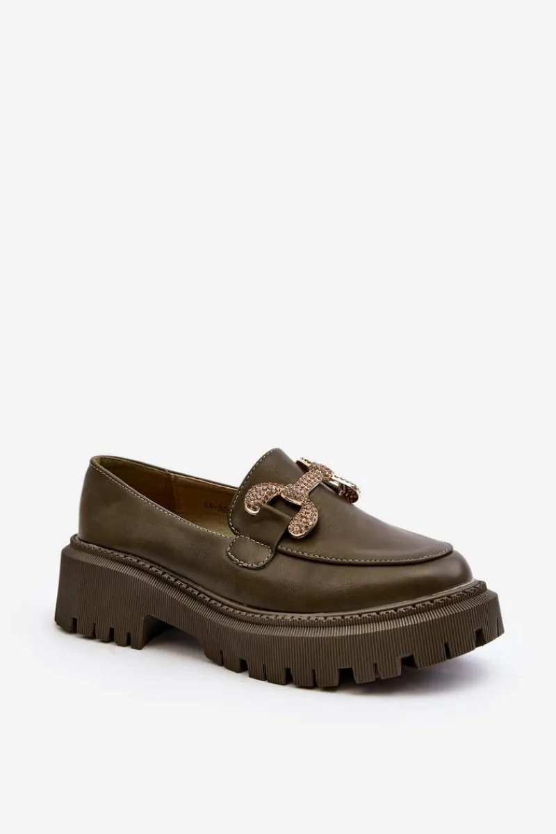 Mokasyny Na Platformie|Mokasyny Damskie Zamszowe>Boto Mokasyny Damskie Z Ozdobą Ciemnozielone Gargi