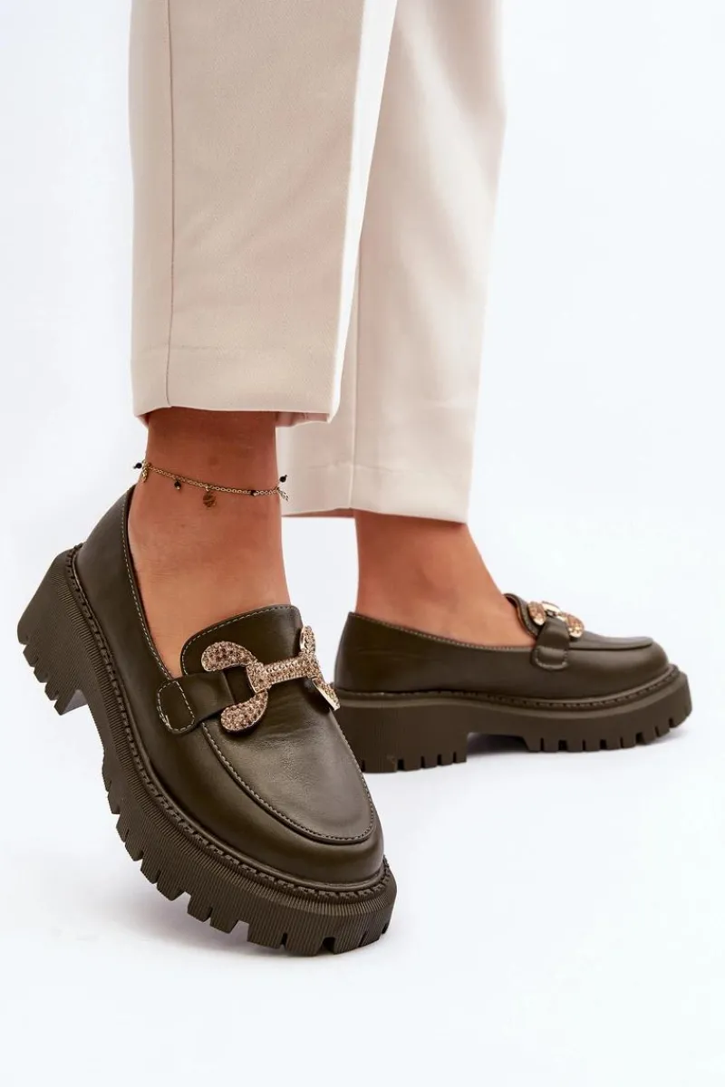 Mokasyny Na Platformie|Mokasyny Damskie Zamszowe>Boto Mokasyny Damskie Z Ozdobą Ciemnozielone Gargi