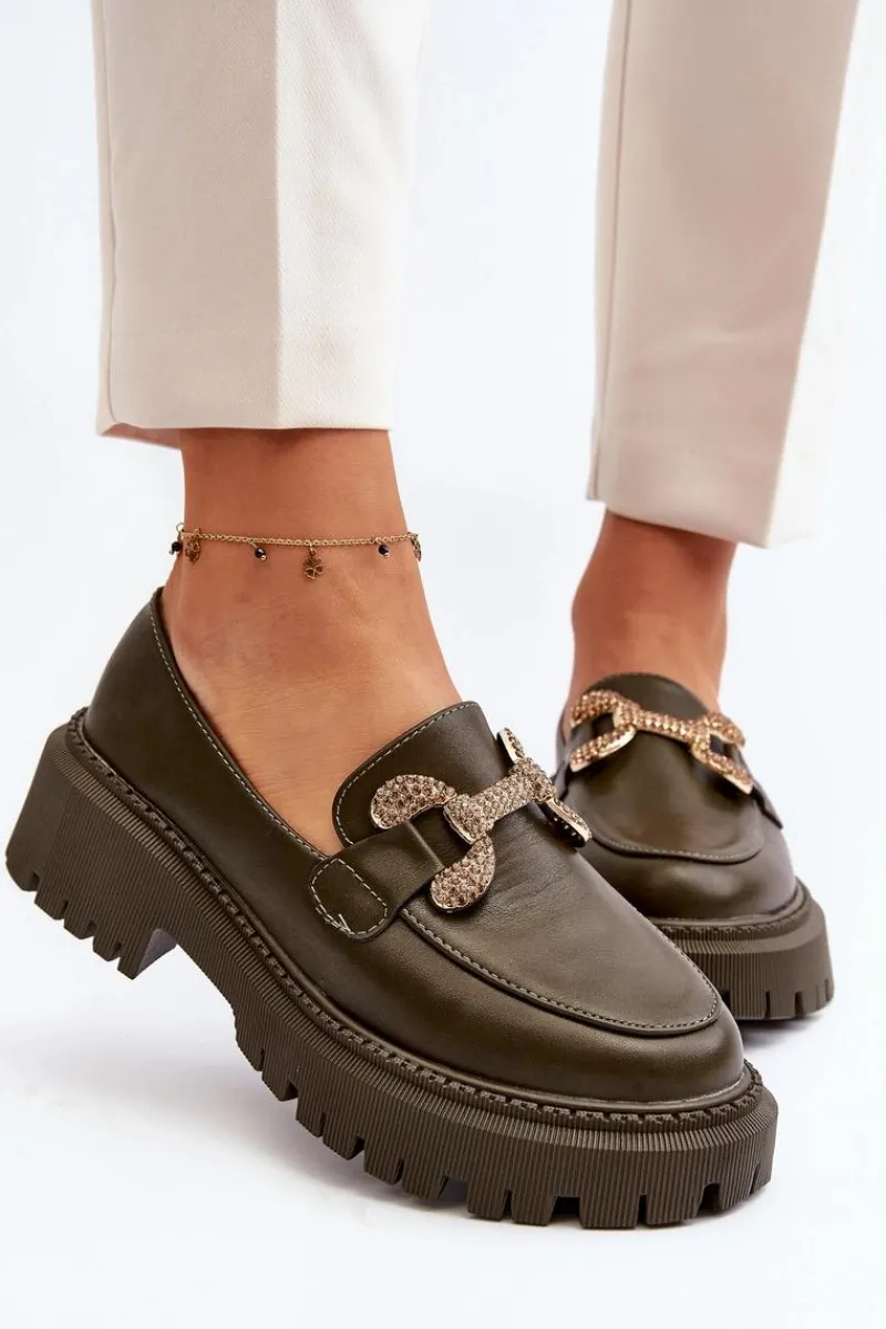 Mokasyny Na Platformie|Mokasyny Damskie Zamszowe>Boto Mokasyny Damskie Z Ozdobą Ciemnozielone Gargi