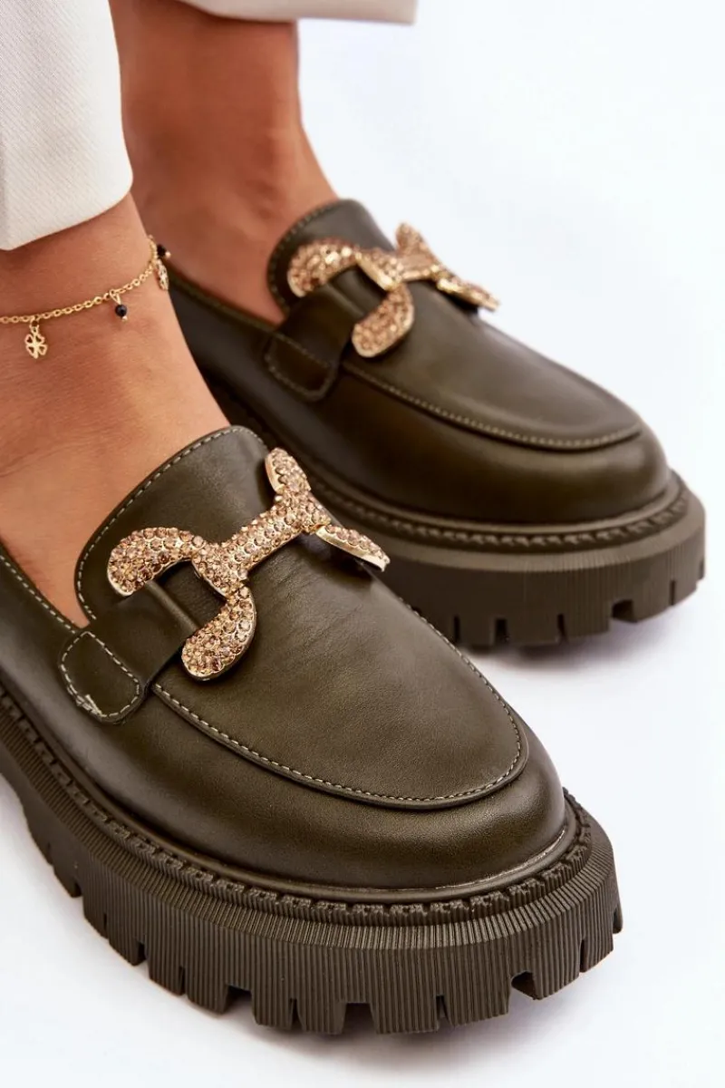 Mokasyny Na Platformie|Mokasyny Damskie Zamszowe>Boto Mokasyny Damskie Z Ozdobą Ciemnozielone Gargi