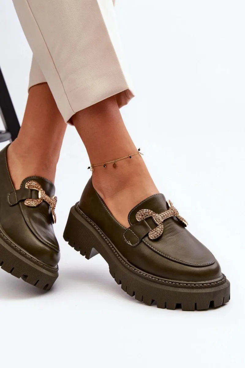 Mokasyny Na Platformie|Mokasyny Damskie Zamszowe>Boto Mokasyny Damskie Z Ozdobą Ciemnozielone Gargi