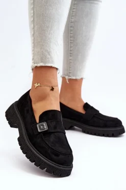 Online Buty damskie Vinceza Mokasyny Damskie Z Paskiem Czarne Flanila