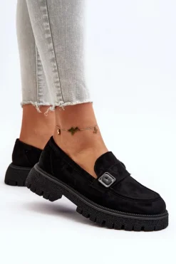 Online Buty damskie Vinceza Mokasyny Damskie Z Paskiem Czarne Flanila