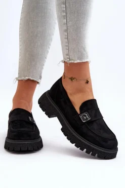 Online Buty damskie Vinceza Mokasyny Damskie Z Paskiem Czarne Flanila