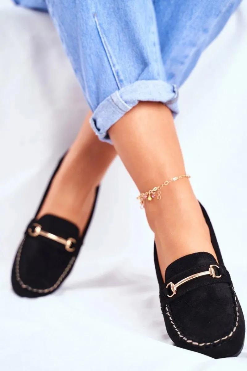 Best Boto Mokasyny Damskie Zamszowe Czarne Dive