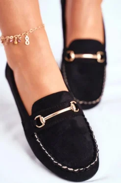 Best Boto Mokasyny Damskie Zamszowe Czarne Dive