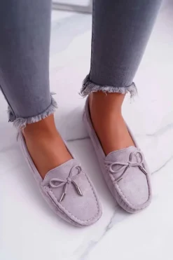 Best Mokasyny Damskie Zamszowe Komfortowe Szare Buggy Damskie Mokasyny Damskie Zamszowe