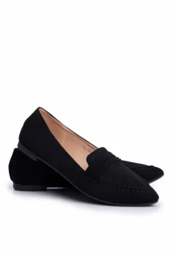 Sale Mokasyny Damskie Zamszowe CH-1M6 Czarne Laveria Damskie Mokasyny Damskie Zamszowe