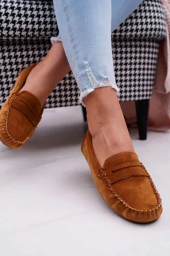 Outlet Mokasyny Damskie Zamszowe Bolero Camel Damskie Mokasyny Damskie Zamszowe