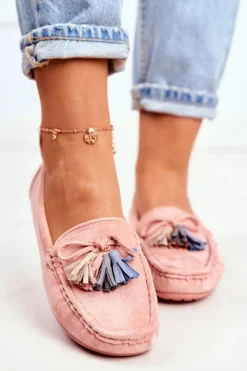 Loafersy Damskie|Mokasyny Damskie Zamszowe>Evento Mokasyny Damskie Zamszowe Modne Różowe Donna Mia
