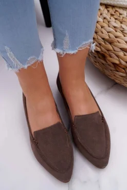 Discount Mokasyny Damskie Zamszowe Skóra Loafery Cappuccino Homny Damskie Mokasyny Damskie Zamszowe