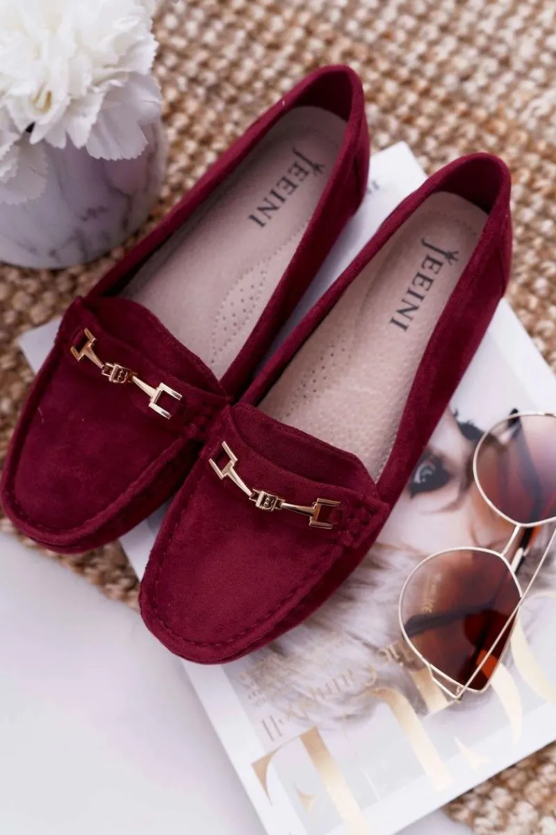 Discount Boto Mokasyny Damskie Zamszowe Comfort Bordowe Anzio