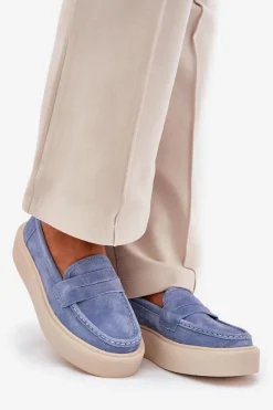 Discount Mokasyny Damskie Zamszowe Na Platformie Vinceza 79535 Niebieskie Damskie Mokasyny Damskie Zamszowe