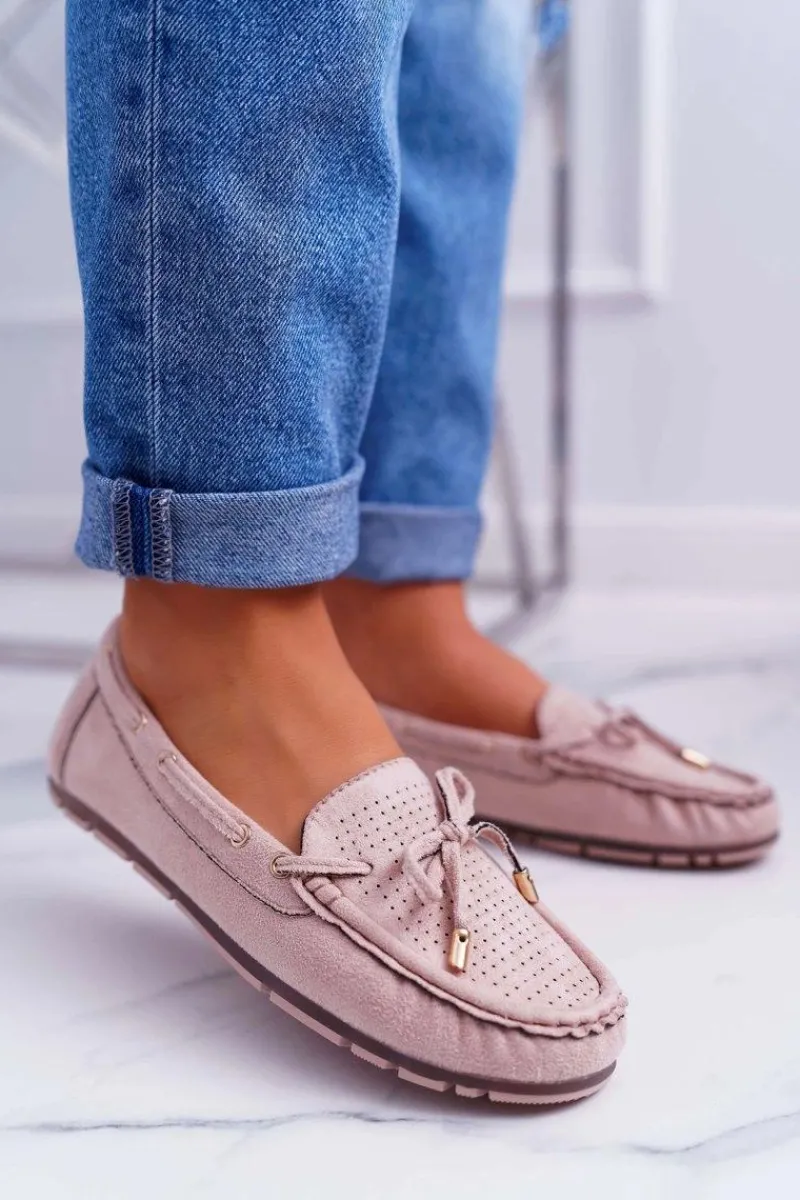 Discount Damskie buty S.Barski Mokasyny Damskie Zamszowe Beżowe Grella