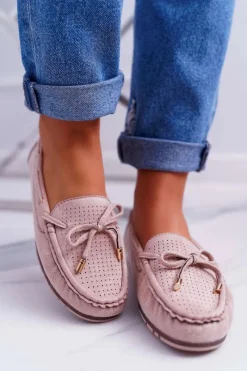 Discount Damskie buty S.Barski Mokasyny Damskie Zamszowe Beżowe Grella