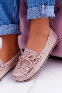 Discount Damskie buty S.Barski Mokasyny Damskie Zamszowe Beżowe Grella