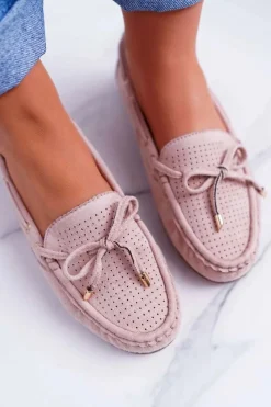 Discount Damskie buty S.Barski Mokasyny Damskie Zamszowe Beżowe Grella