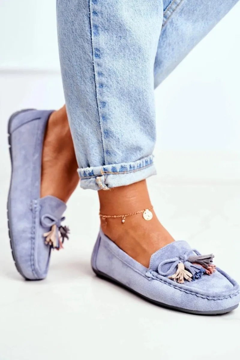 Sale Evento Mokasyny Damskie Zamszowe Modne Niebieskie Donna Mia