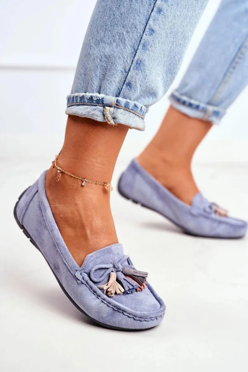 Sale Evento Mokasyny Damskie Zamszowe Modne Niebieskie Donna Mia