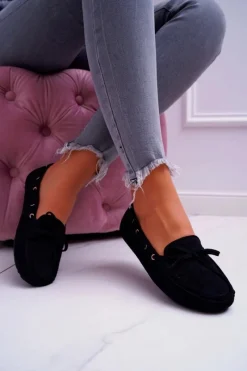 New Mokasyny Damskie Zamszowe Czarne S.Barski Gustoben Damskie Mokasyny Damskie Zamszowe