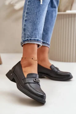 Clearance Mokasyny Damskie Ze Skóry Naturalnej Czarne Vinceza 58409 Damskie Loafersy Damskie|Mokasyny Damskie Lakierowane